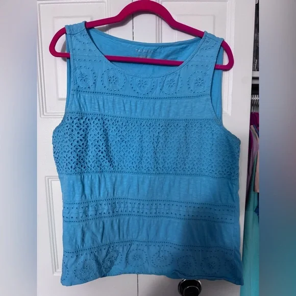 Talbots Turquoise and Fuchsia Cotton Top - XL - Picture 1 of 4